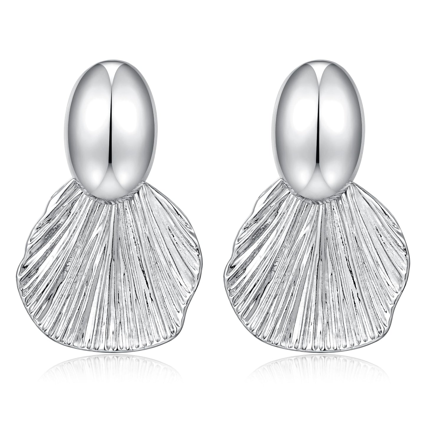 FILMOON Shell Dangle Plated Earring for Women Fan-shaped Earrings Fashion Statement Jewelry