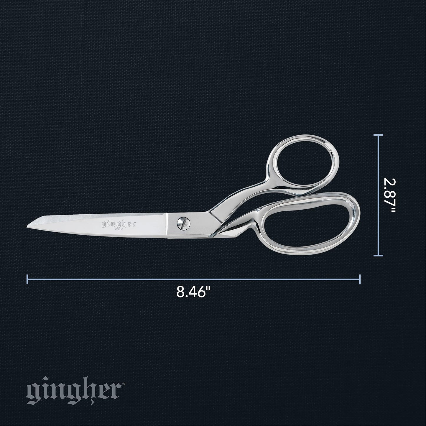 Gingher 8" Dressmaker's Fabric Scissors, Stainless Steel Shears, Sharp Knife Edge Steel Sewing Shears with Protective Sheath for Fabric Cutting and Tailoring, Chrome Plated Nickel Finish