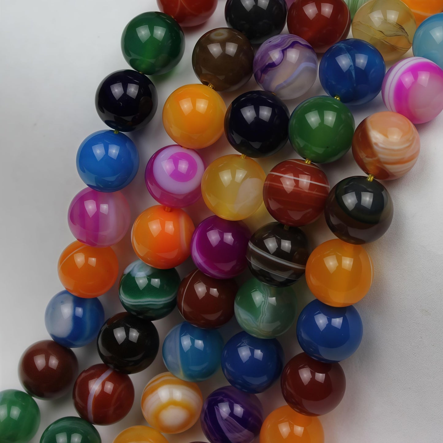 MJDCB Natural Multicolor Stripe Agate Beads Round Loose Beads for Jewelry Making DIY Bracelet Necklace (8mm)