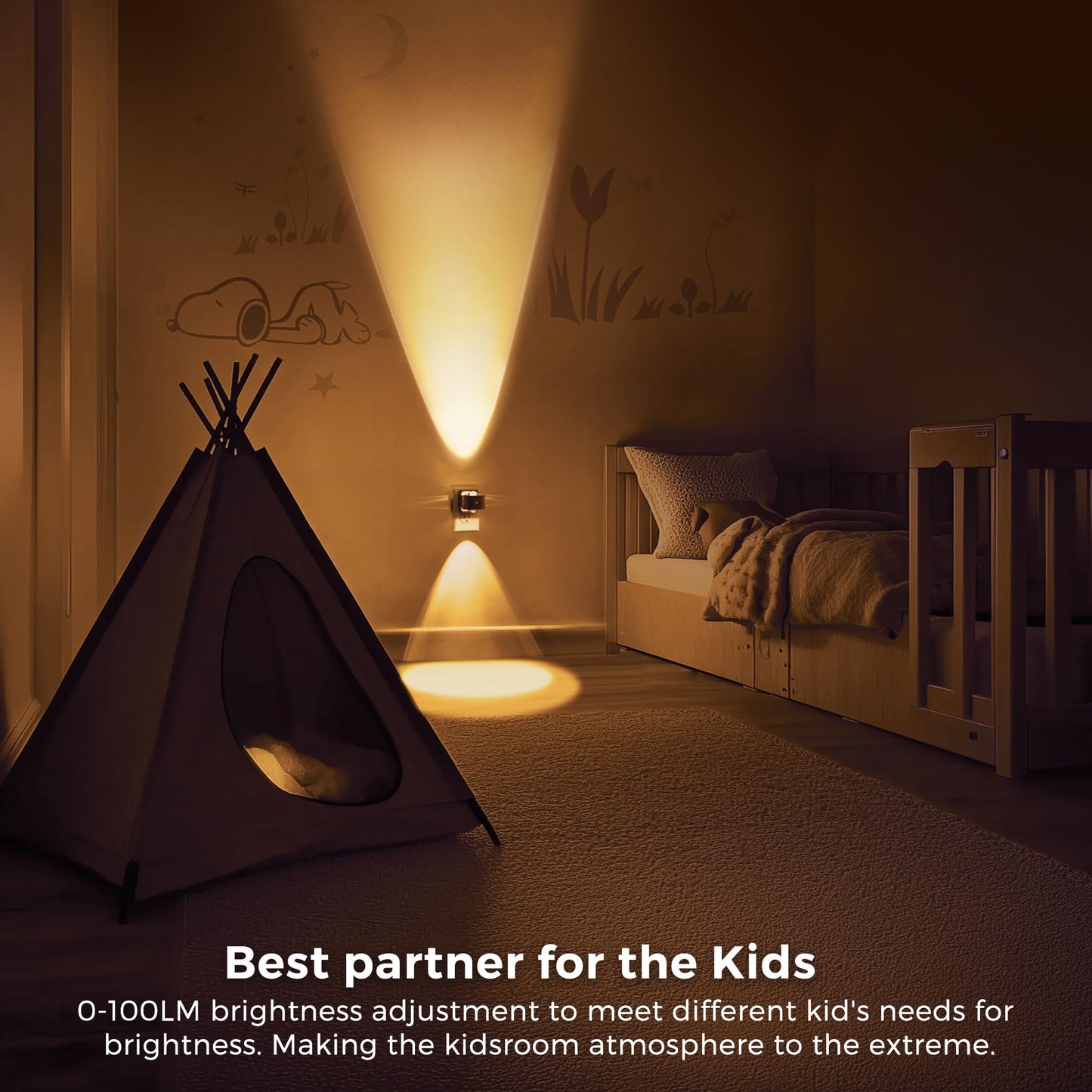 L LOHAS LED Night Light Projector, Night Lights Plug into Wall, Dusk to Dawn Sensor, 180°Rotating Nightlight for Kids, 0-150LM Dimmable Soft White Ambient Lighting for Bathroom, Decor, Gifts, 2 Pack
