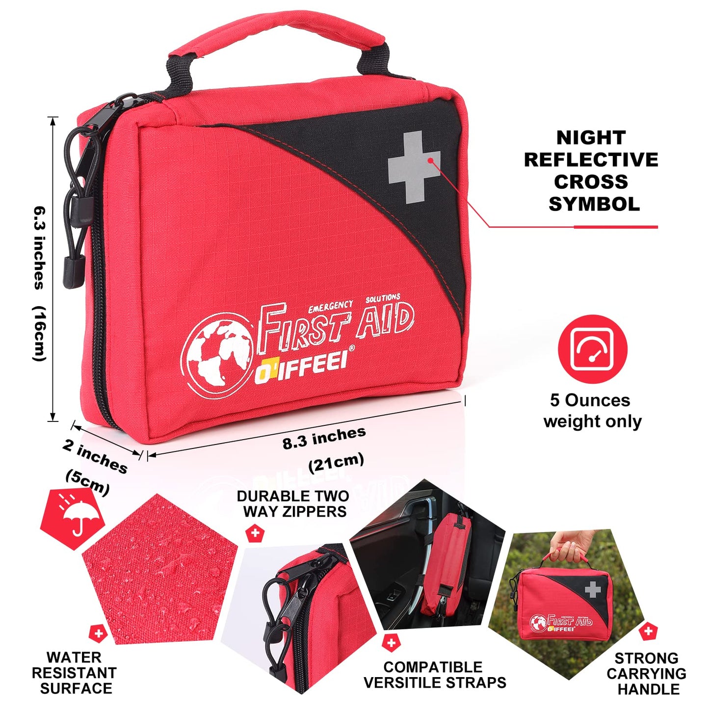 O'IFFEEI First Aid Bags Empty, Compact Trifold Emergency Medical bag for Camping Hiking Travel Car Home Office (BAG ONLY)