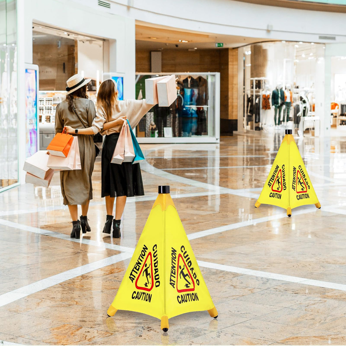 20 Pcs Pop up Wet Floor Sign with Storage Tube 20 Inch Wet Safety Signs Commercial Caution Safety Cone Pop up Caution Sign for Commercial Stores Grocery Restaurant Restroom Office Use (20 Count)