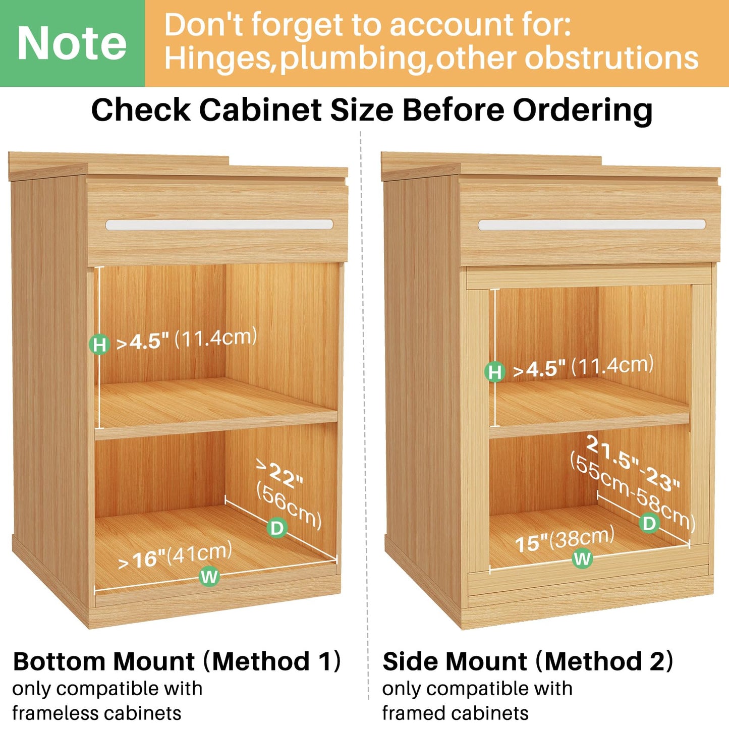 Pull Out Cabinet Organizer, Soft Close Wooden Slide Out Drawers for Pots and Pans, Full-extension Roll Out Shelves for Kitchen Cabinets, Pantry Organization, Bottom & Side Mount(15"W X 21"D x 3.4''H)