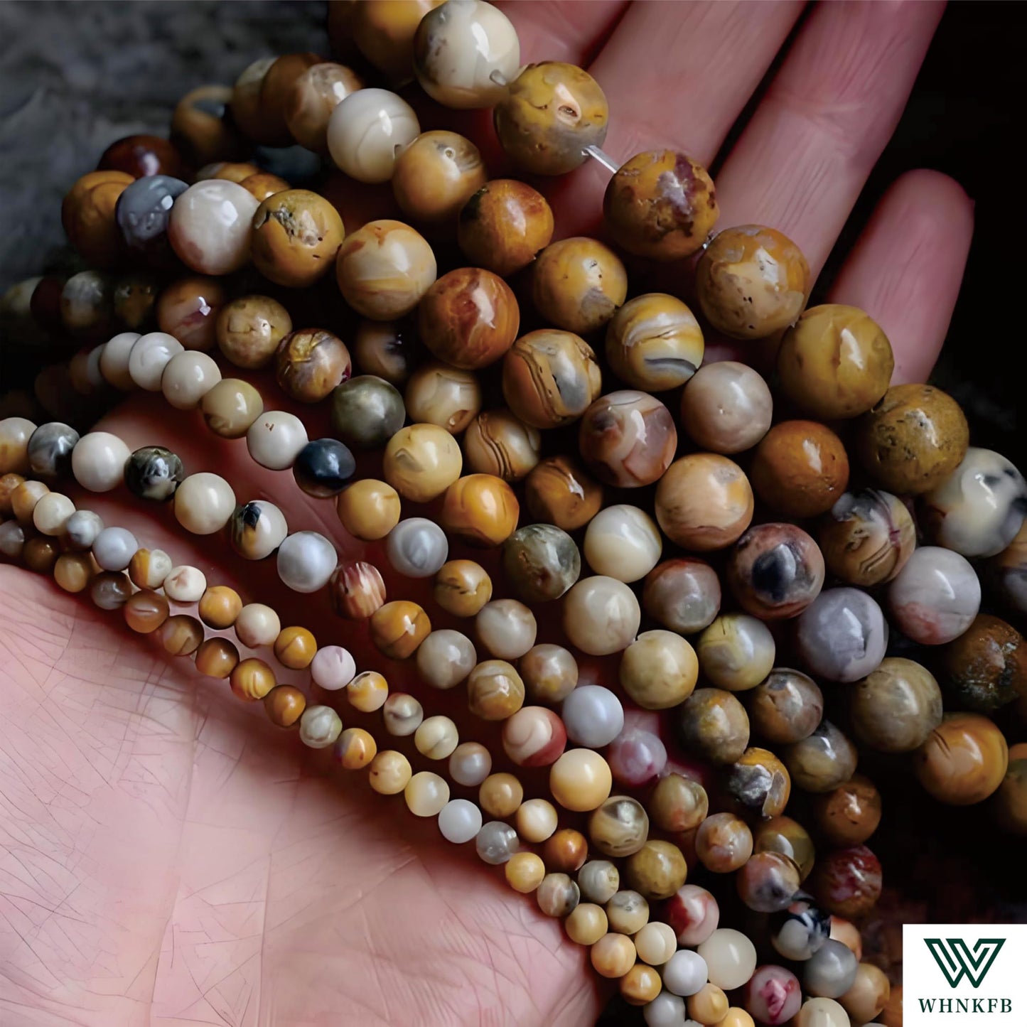 WHNKFB 10mm 50PCS Natural Red Crazy Lace Agate Round Beads, Mexican Fire Banded Loose Stone Beads for Jewelry Making Craft - 6mm 8mm 10mm Options with Free Elastic Cord