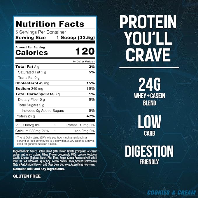 PEScience Select Low Carb Protein Powder, Cookies and Cream, 5 Serving, Whey and Casein Blend, Keto Friendly, Gluten Free, Best Tasting, Clean Isolate for Women and Men