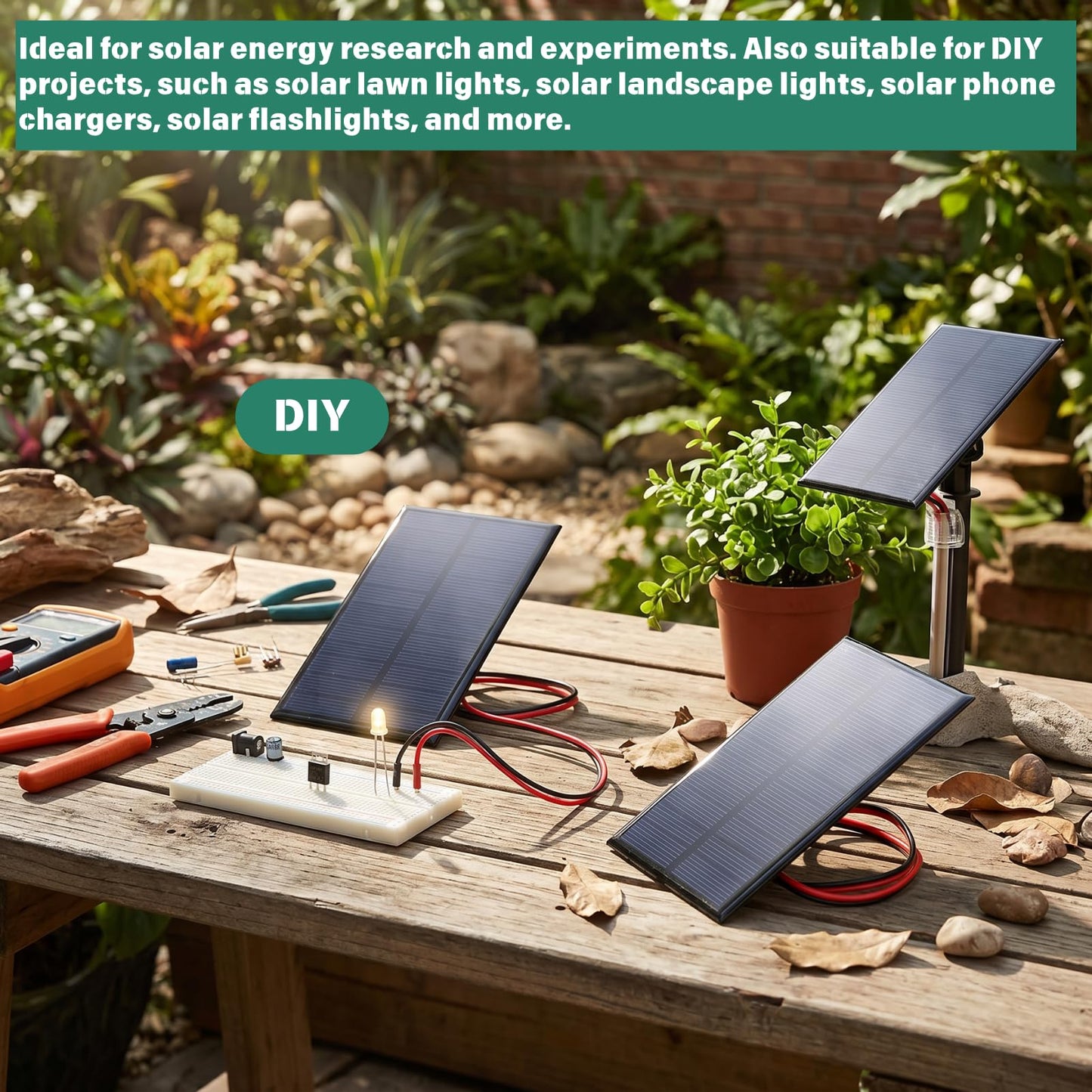 3Pcs Mini Solar Panel DC 6V Polysilicon Solar Cell Charger Module Solar DIY System Kits with 30cm Cable