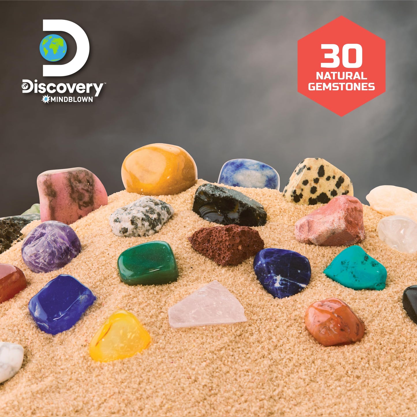 Discovery™ Gemstone Panning STEM Kit – Pan for 30 Real Gems| 2 Sifting Pans, Sand & Learning Guide| Educational Science Activity for Kids| Geology Rock Excavation Set| Boys & Girls Toy Gift| Ages 8+