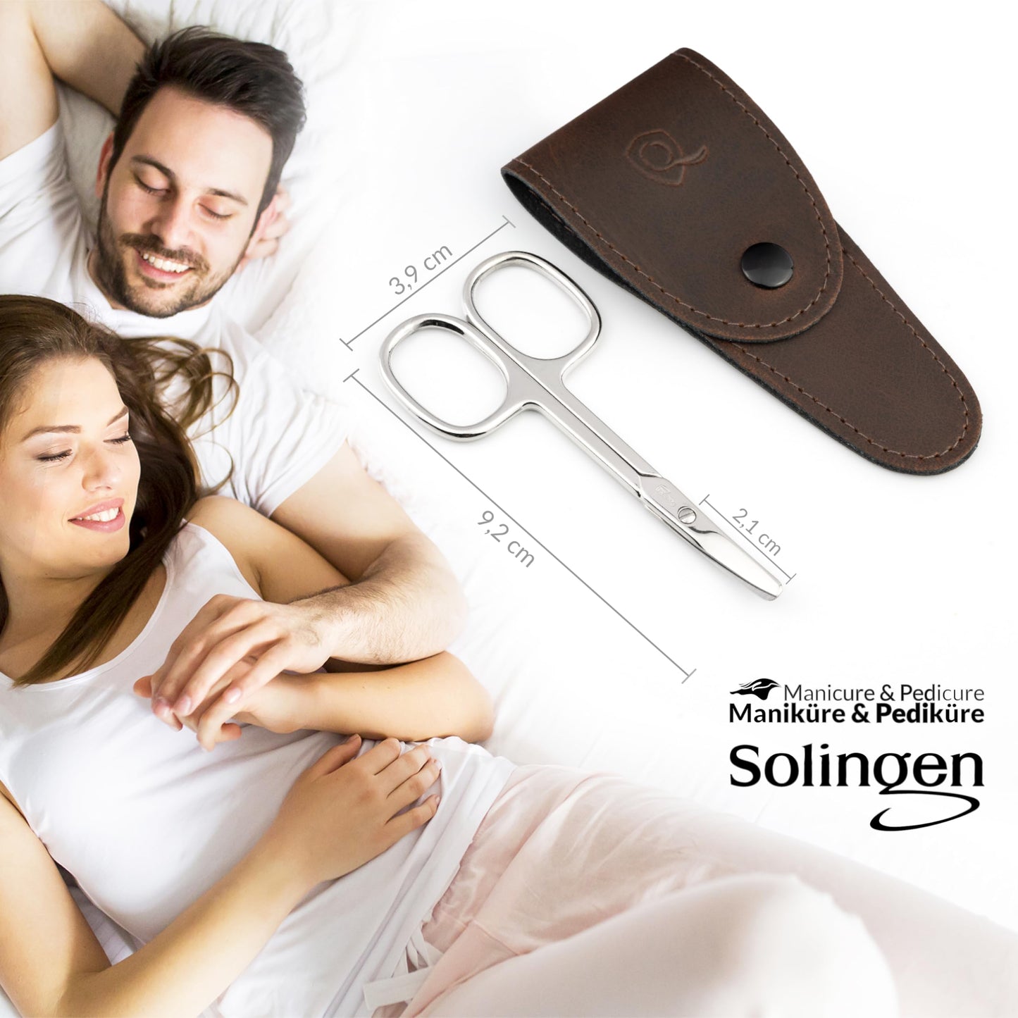 marQus Solingen Round-Tip Nail Scissors (curved) – Premium German Steel for Safe Manicures & Pedicures, Protective Case Included, Also Great for Babies