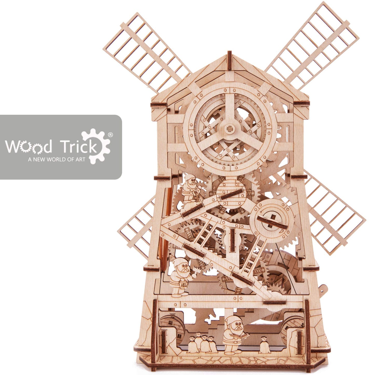 Wood Trick Windmill Rotating Mechanical Model - 3D Wooden Puzzles for Adults to Build - Engineering DIY Wooden Models for Adults to Build