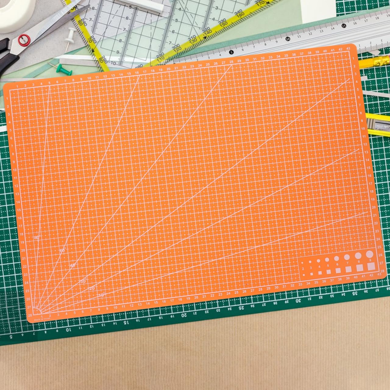SHINEOFI Double-Sided PVC Mat for Diy Crafting Sculpting and Painting 24 x 36 Gridded Craft Board for Scrapbooking