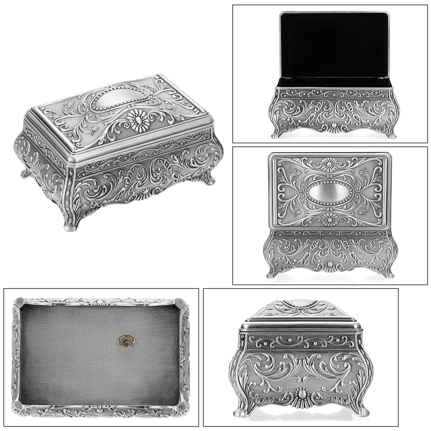 ELLDOO Vintage Metal Music Box, Wind Up Musical Jewelry Box Keepsake Box, Small Trinket Jewelry Storage Box Gift for Girl Women (Tune: You Are My Sunshine)