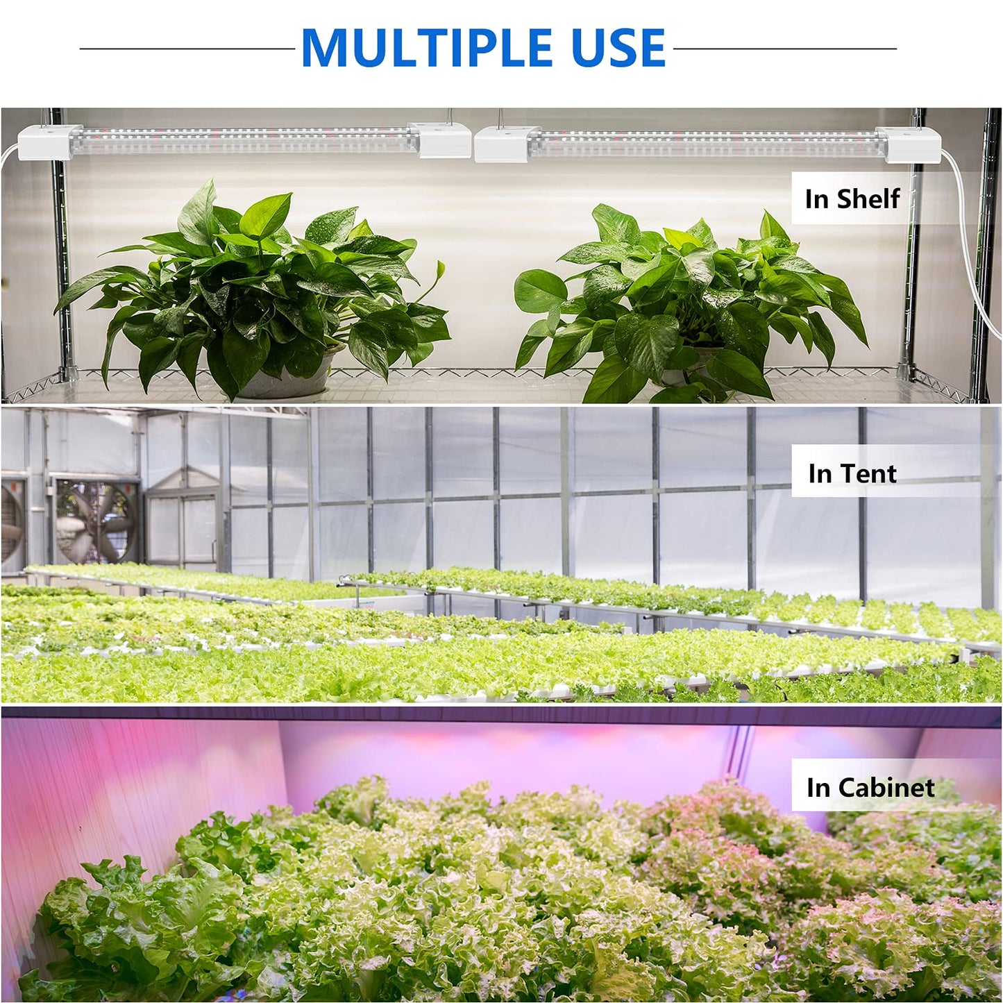 METRYEE LED Grow Lights 16W Full Spectrum Integrated Growing Lamp Lighting Fixtures with High PPFD for Greenhouse Hydroponic Indoor Plant Seedling Veg and Flower