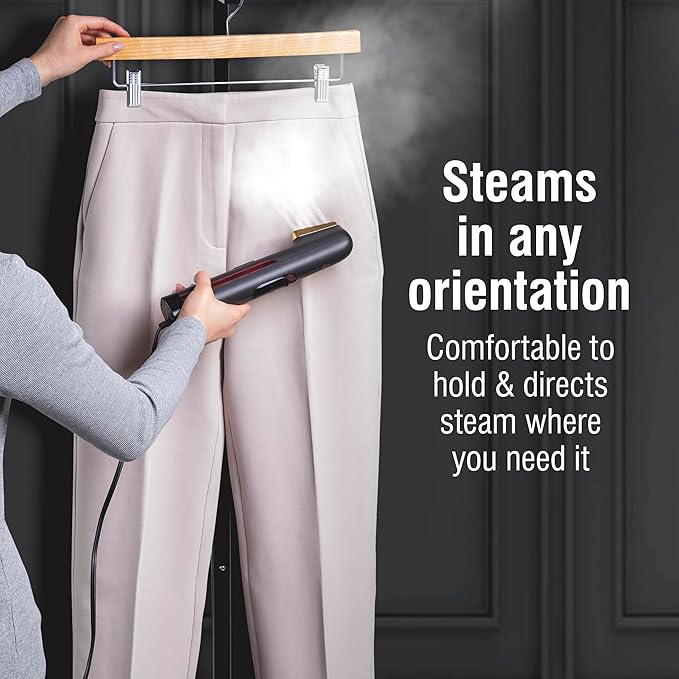 CHI Steam Handheld Garment Steamer for Clothes, Fabric and Drapes, 5 Minutes of Continuous Steam, Portable Wrinkle-Remover for Home and Travel, Vacation Essentials, Black (11580)