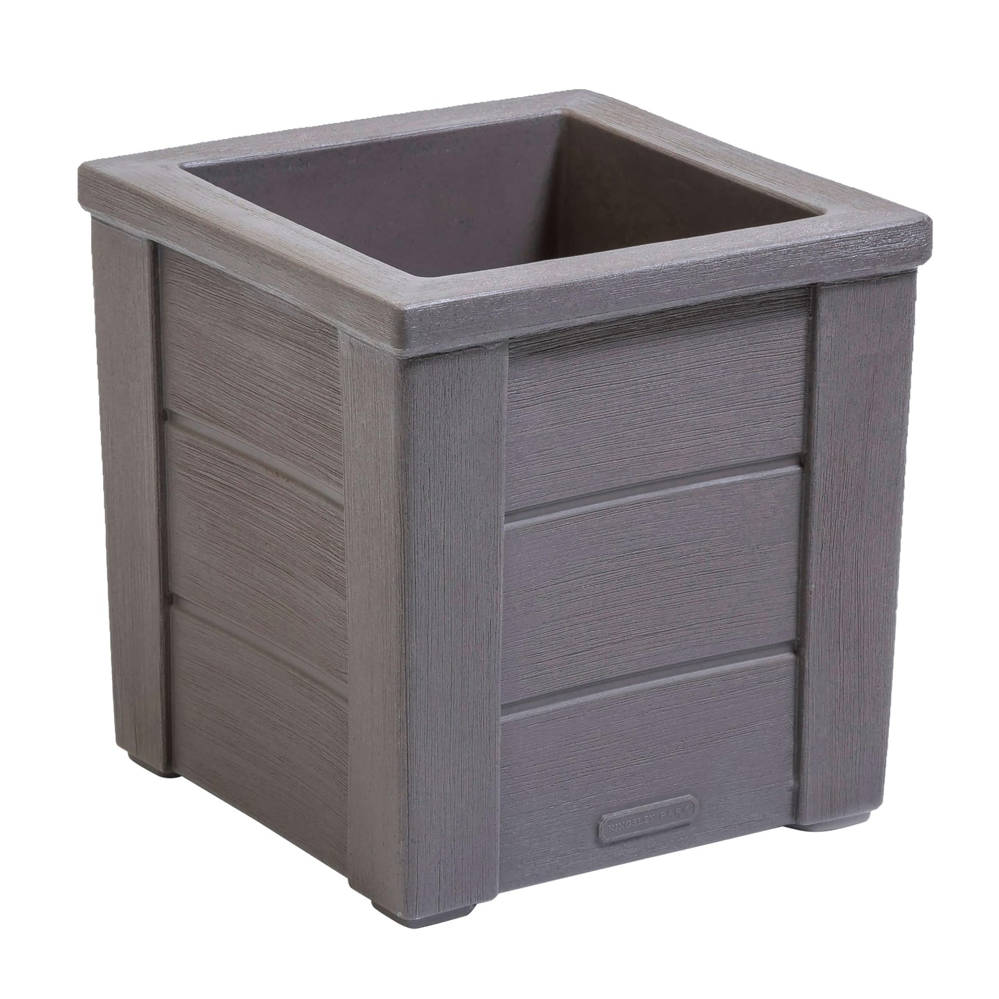 Step2 Lakewood Square Planter, Large Planters for Outdoor Plants, Gardening and Flower Pot for Patio or Porch, Efficient Drainage, Durable Plastic, Dark Cedar, 1-Pack