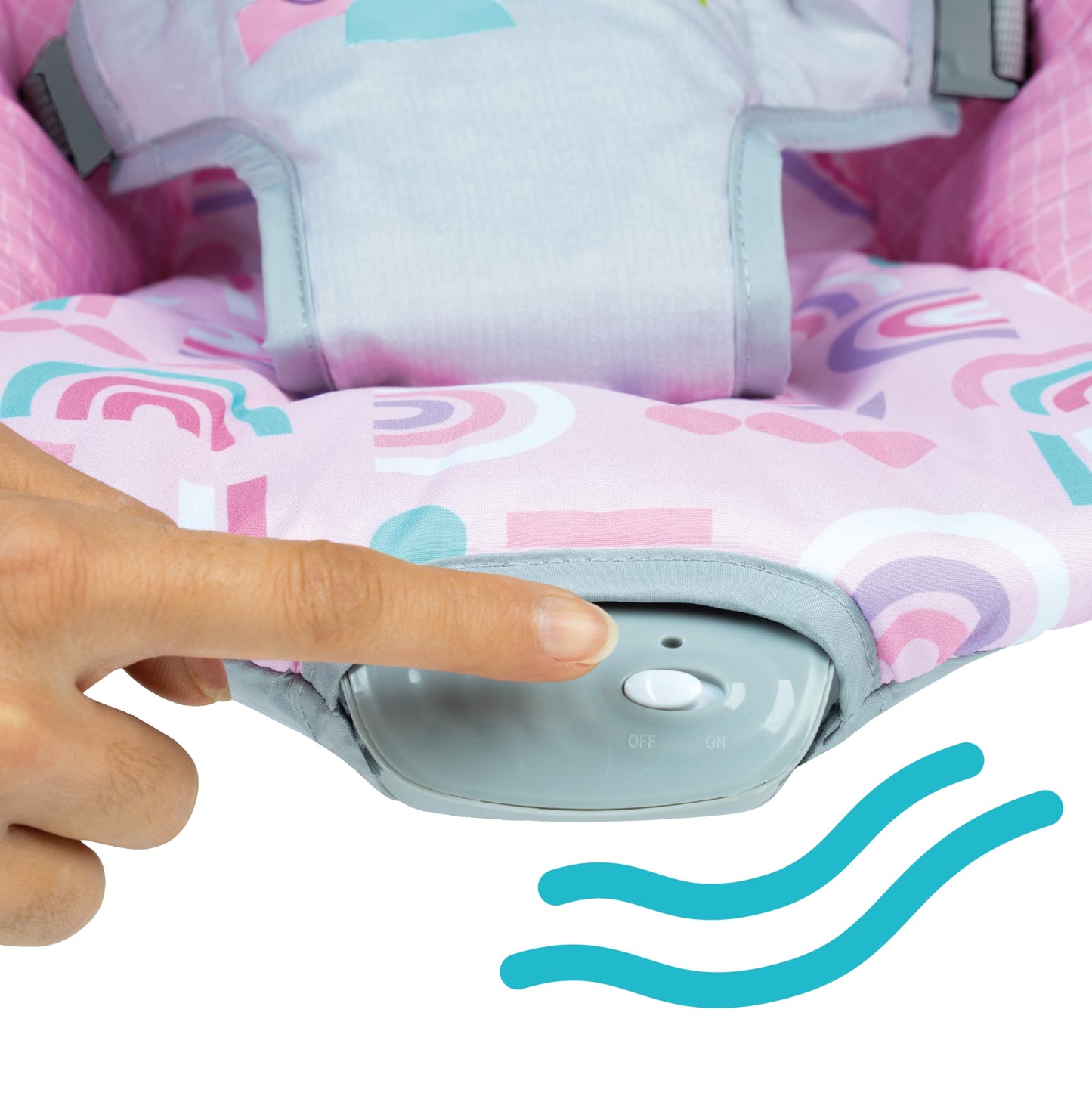 Bright Starts Pink Paradise Portable Baby Bouncer with Vibrating Infant Seat and -Toy Bar, Max Weight 20 lbs., Age 0-6 Months