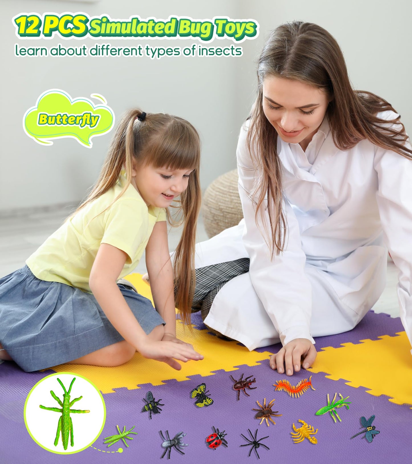 Bug Catcher for Kids, 17 PCS Bug Catching Kit with Bug Collector Toy Bugs Butterfly Net Magnifying Glass Insect Catcher Tweezers, Outdoor Explorer Kit for Kids Age 3 4 5 6 7 8