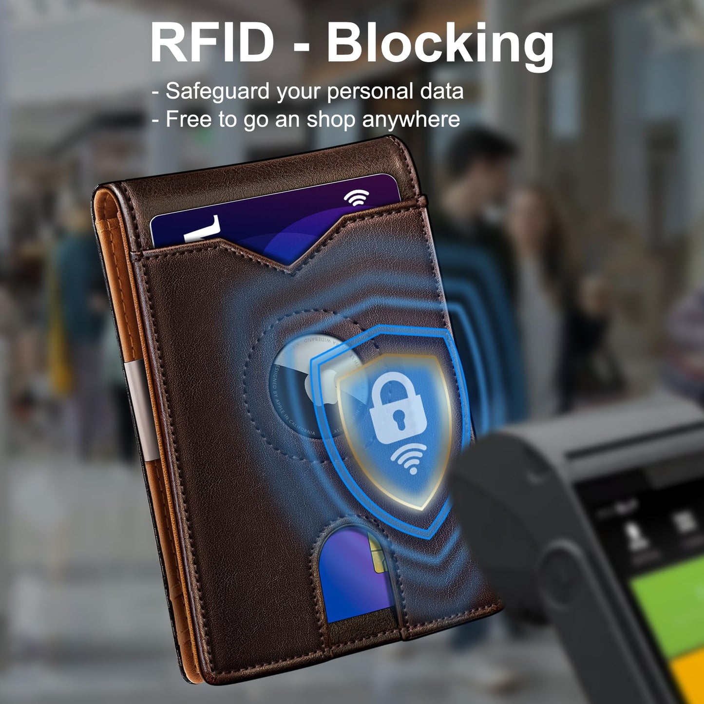 miyozi Airtag Wallet for Men,with Money Clip 11 Cards Slim Front Pocket Leather RFID Blocking Wallet with Gift Box