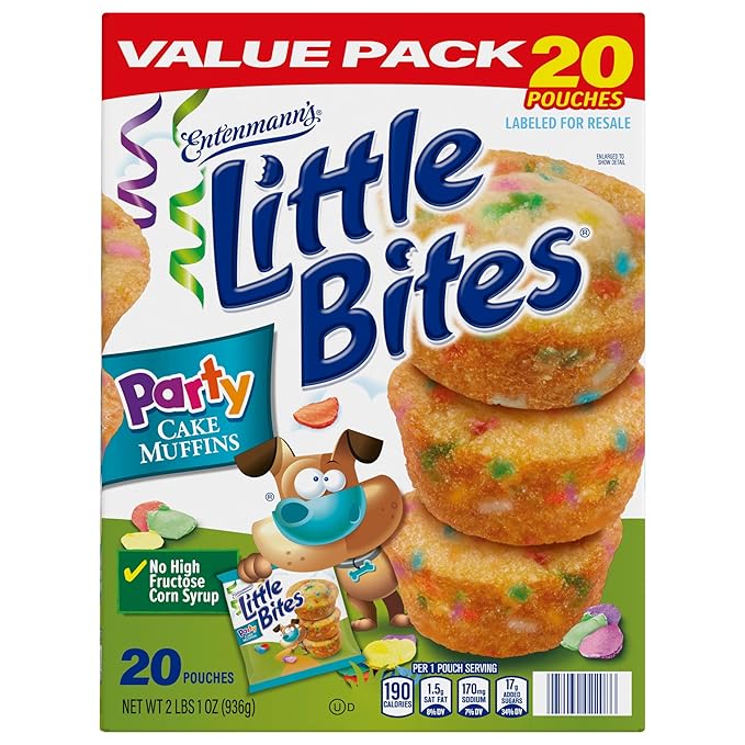 (Value Pack) Little Bites Party Cake Muffins, 20 individual packs, (4 ct each), Cake and Sprinkles Mini Muffins, 33 oz Multipack