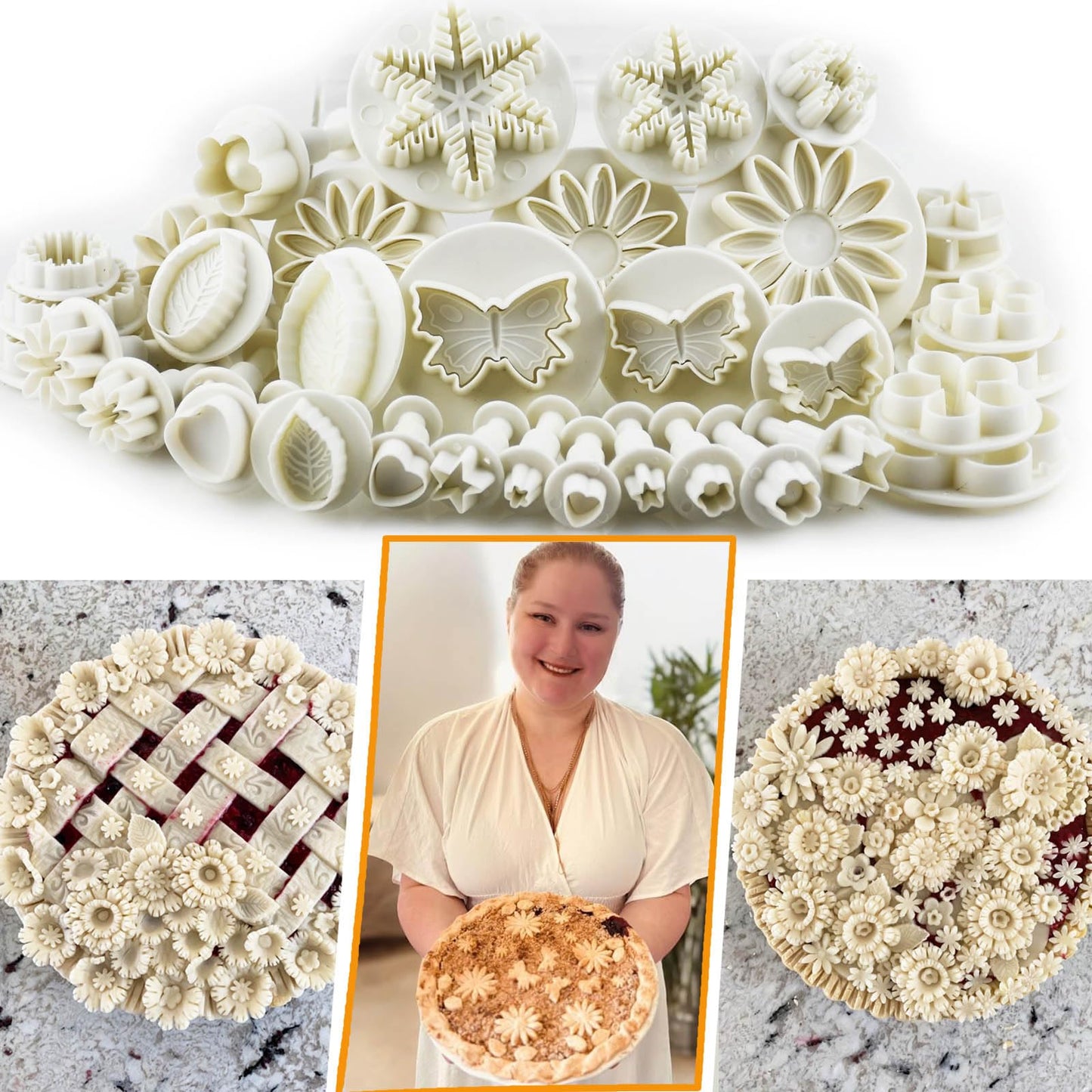 36-piece Flower Fondant Cutters Gum Paste Cookie Stamp Cake Decorating Tool Set - Daisy Leaf Butterfly Heart Plunger Cutter Seal DIY Handmade Clay Embosser Mini Mold Maker