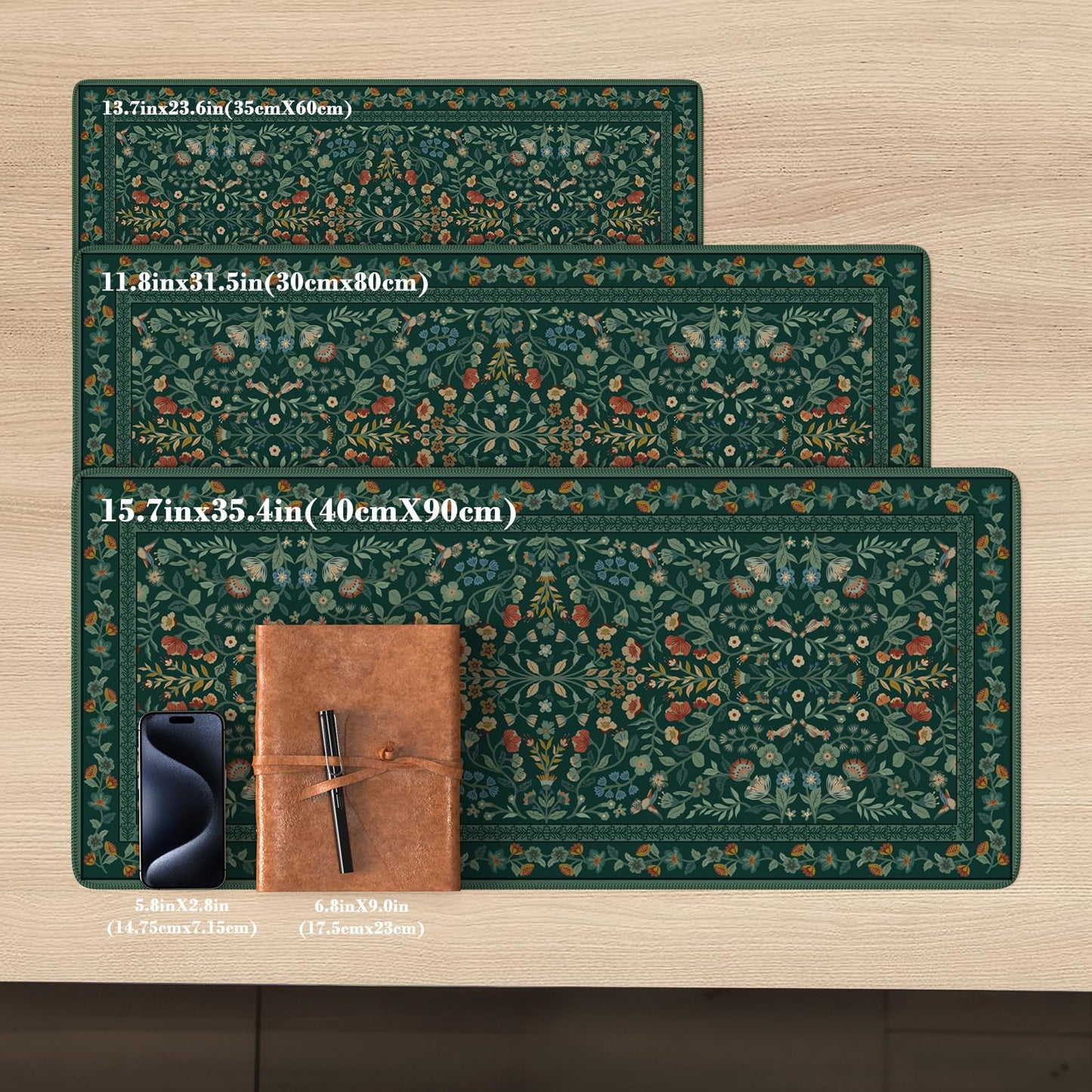 iCasso Desk Mat for Keyboard and Mouse, Large Mouse Pad, Desk Pad Mat, Anti-Slip Big Mousepad with Stitched Edges for Computer Desktop(Deep Green)