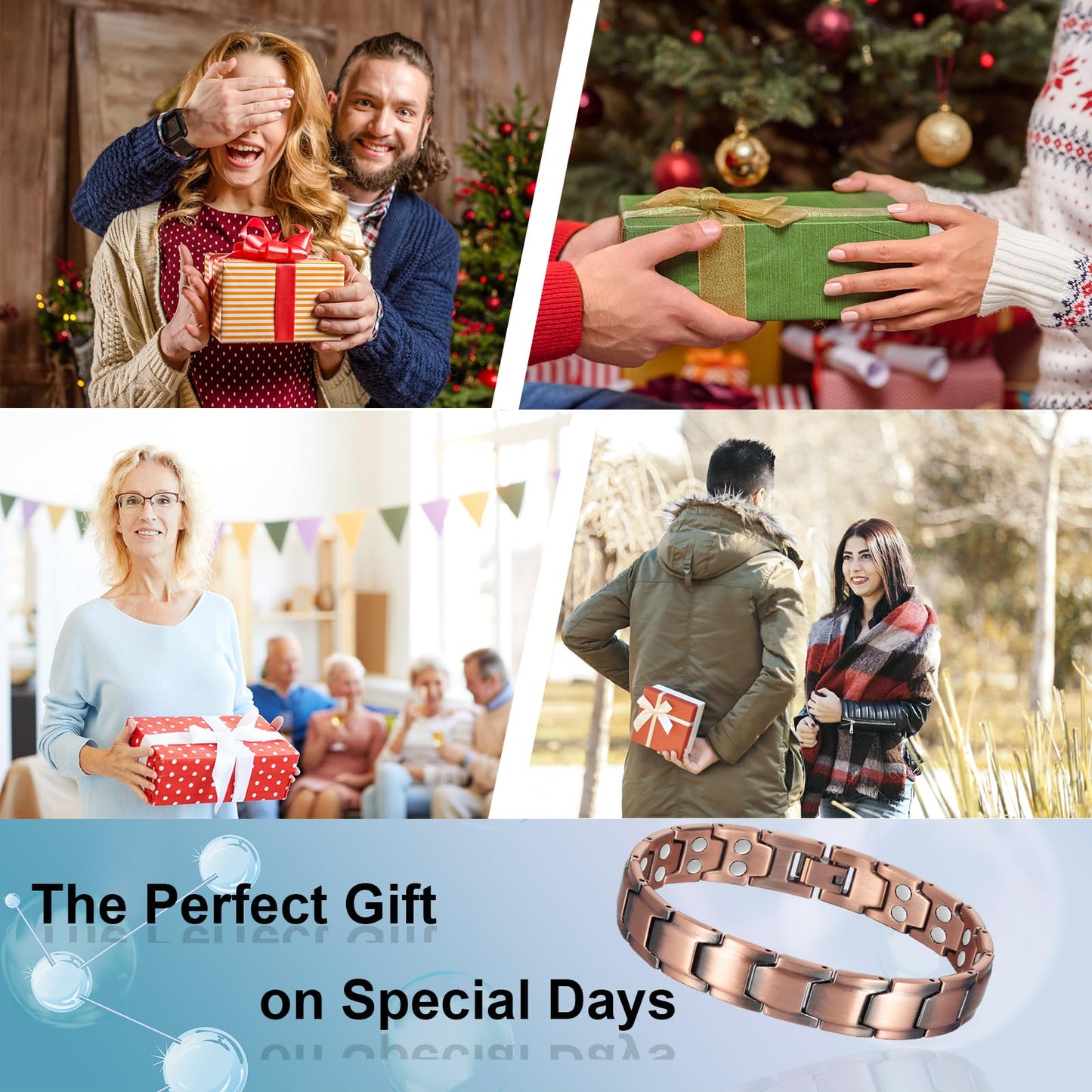 EnerMagiX Copper Bracelet for Men, 99% Pure Copper Double Row Magnetic Bracelet, Healthy Jewelry Gift (0114)