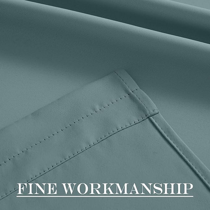 NICETOWN Blackout Door Curtain – Thermal Insulated Blackout Window Cover for French & Front Doors with Adjustable Tieback, Room Darkening Shade for Privacy, Greyish Blue, W30 x L50, 1 Panel