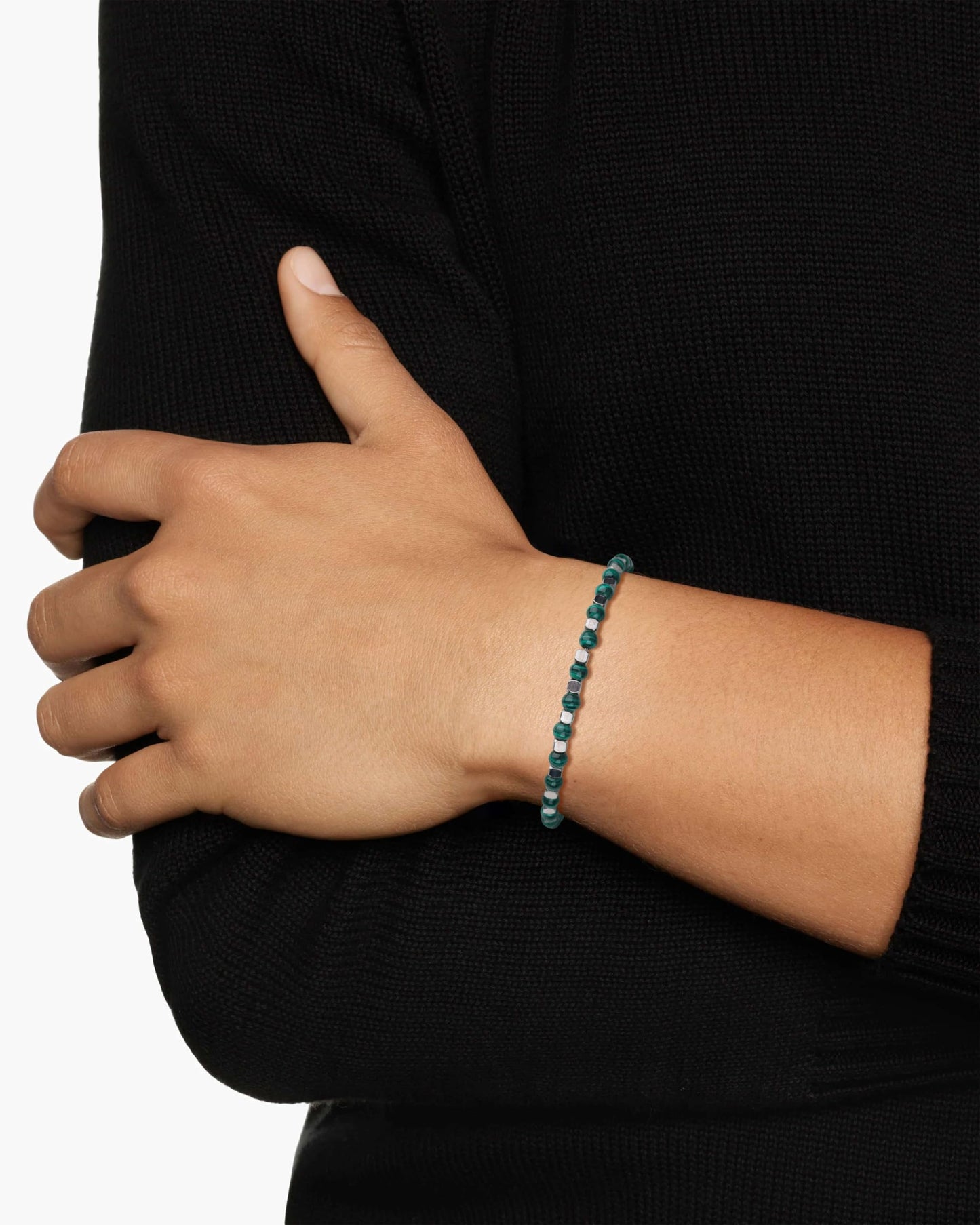 GAVU 4mm Men’s Malachite Bracelet, Italian Crystal Bracelet for Men