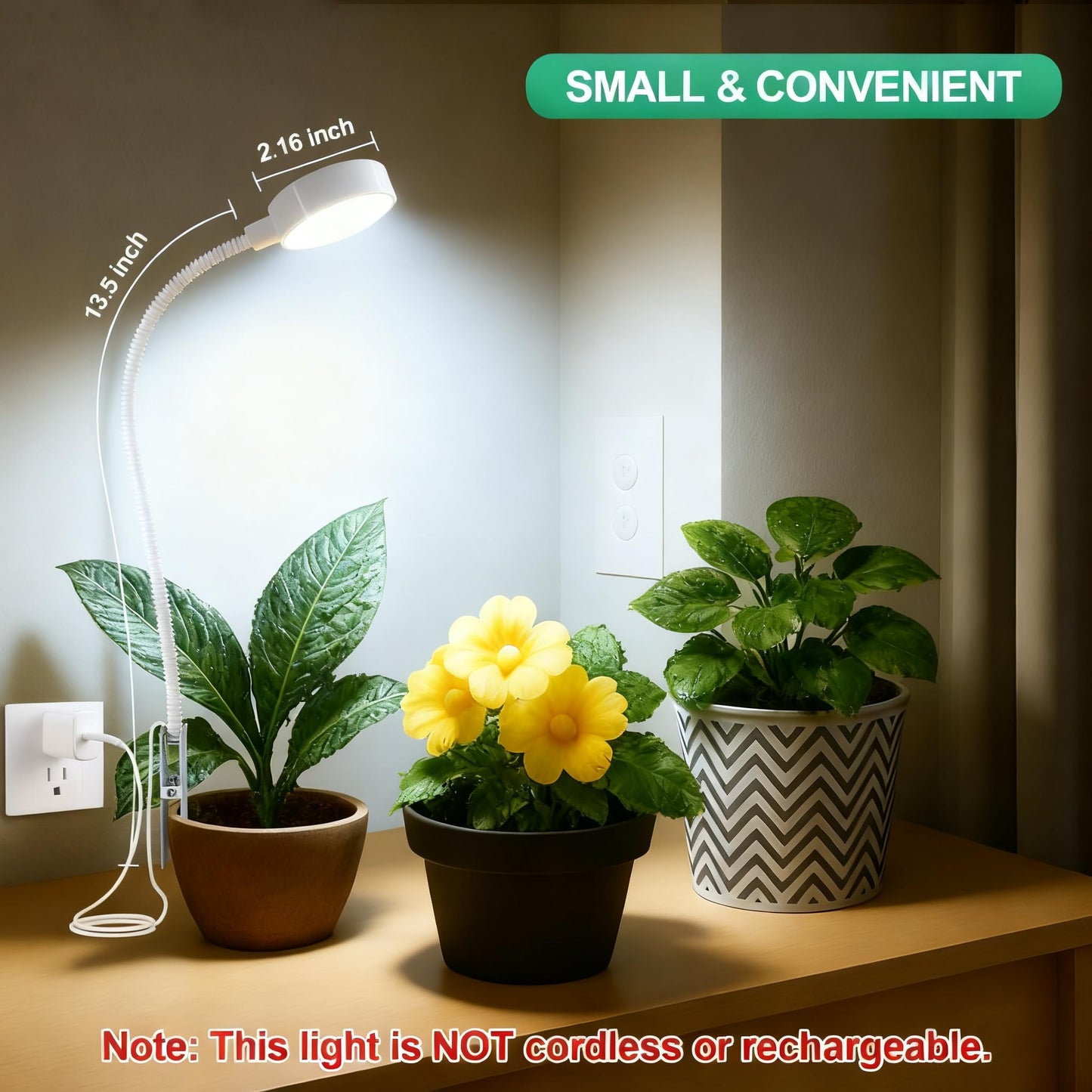 WeeLeeGoo Grow Light, Pot Clip LED Growing Lamp for Indoor Succulents Pot Mini Small Plants,6000K White Full Spectrum with 5-Level Dimmable, Auto Timer 4/8/12/18 Hrs