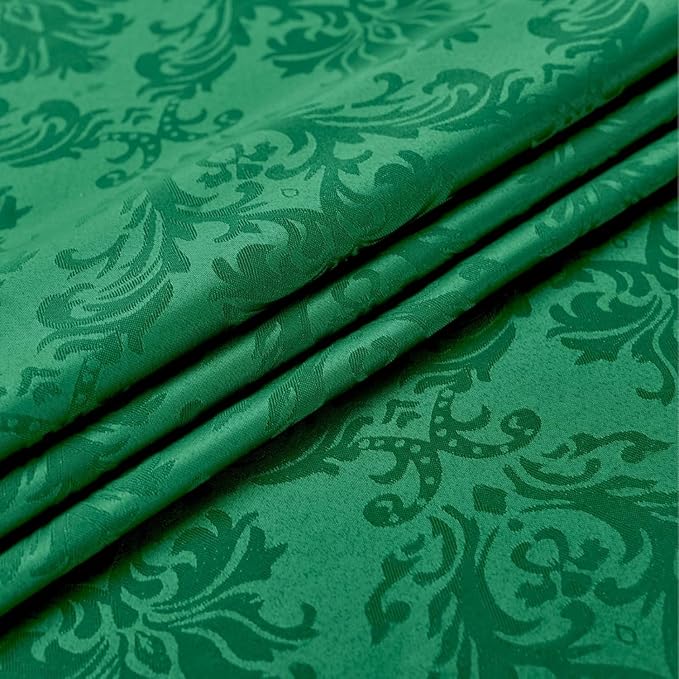 SASTYBALE Rectangle Jacquard Tablecloth, Damask Table Cloth SpillProof Wrinkle Resistant Tablecloths, Soft Polyester Oblong Table Cover for Kitchen, Dinner, Parties (Dark Green, 60X102)