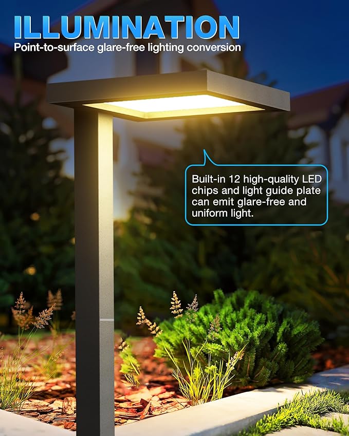 SUNVIE Low Voltage Landscape Lighting with Connectors 5W Anti-Glare LED Pathway Lights Wired Waterproof Outdoor Landscape Path Lights for Walkway Yard Garden Patio ETL Listed Cord, 8 Pack