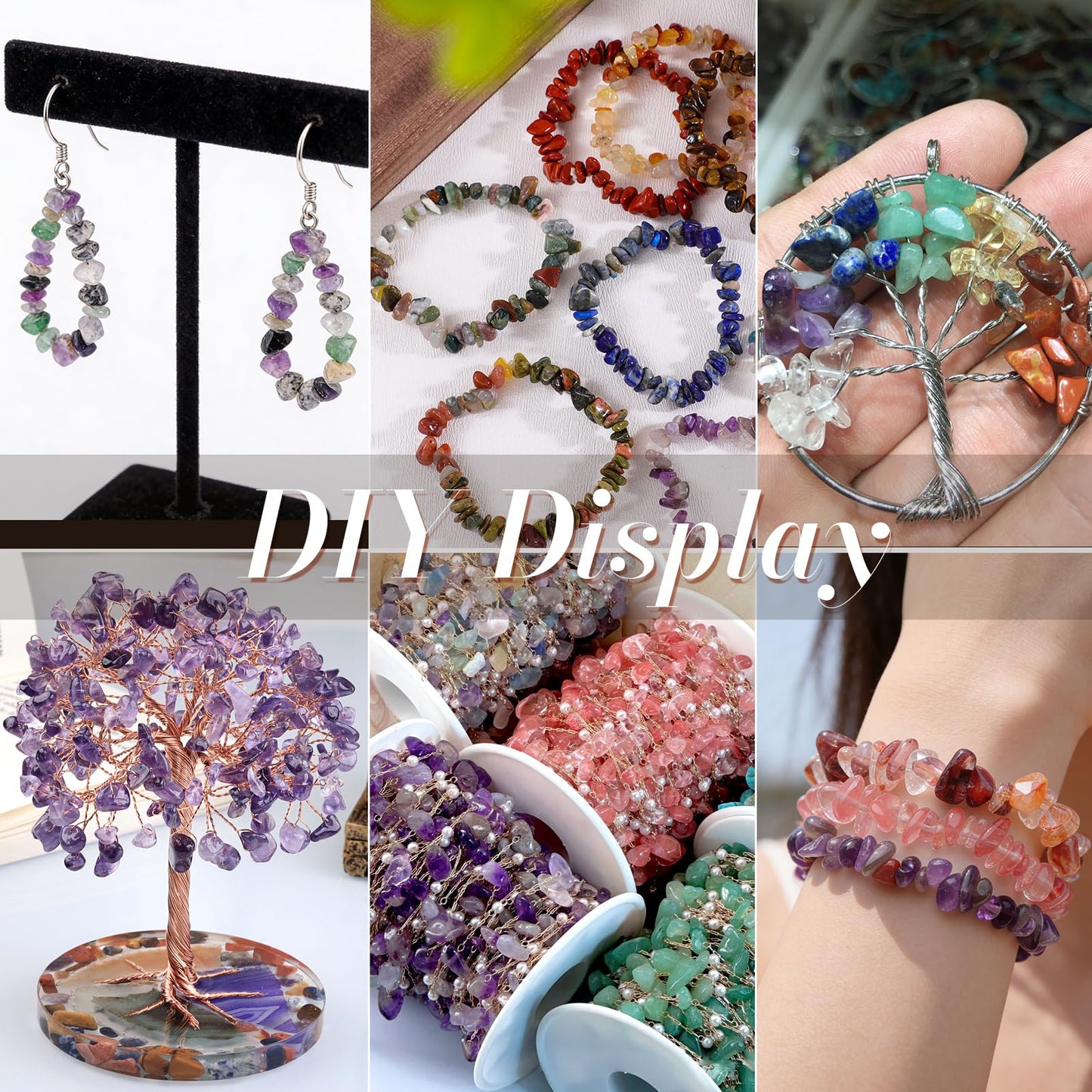 200pcs Natural Irregular Chip Stone Beads 5-8mm Pre-Drilled 30-inch Strand Semi-Precious Healing Crystal Beads for DIY Jewelry Making Bracelet Chakra Crafts Snowflakes