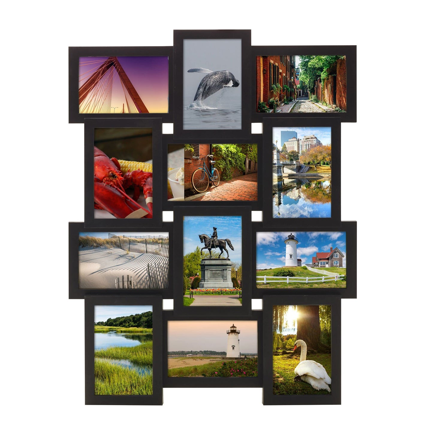 MELANNCO Collage Picture Frame for Wall, Holds 12 Photos - Six 4x6 and Six 6x4 Images, 18x23 Inch Black Plastic Frame, Hang Horizontal or Vertical, Gallery Wall Decor