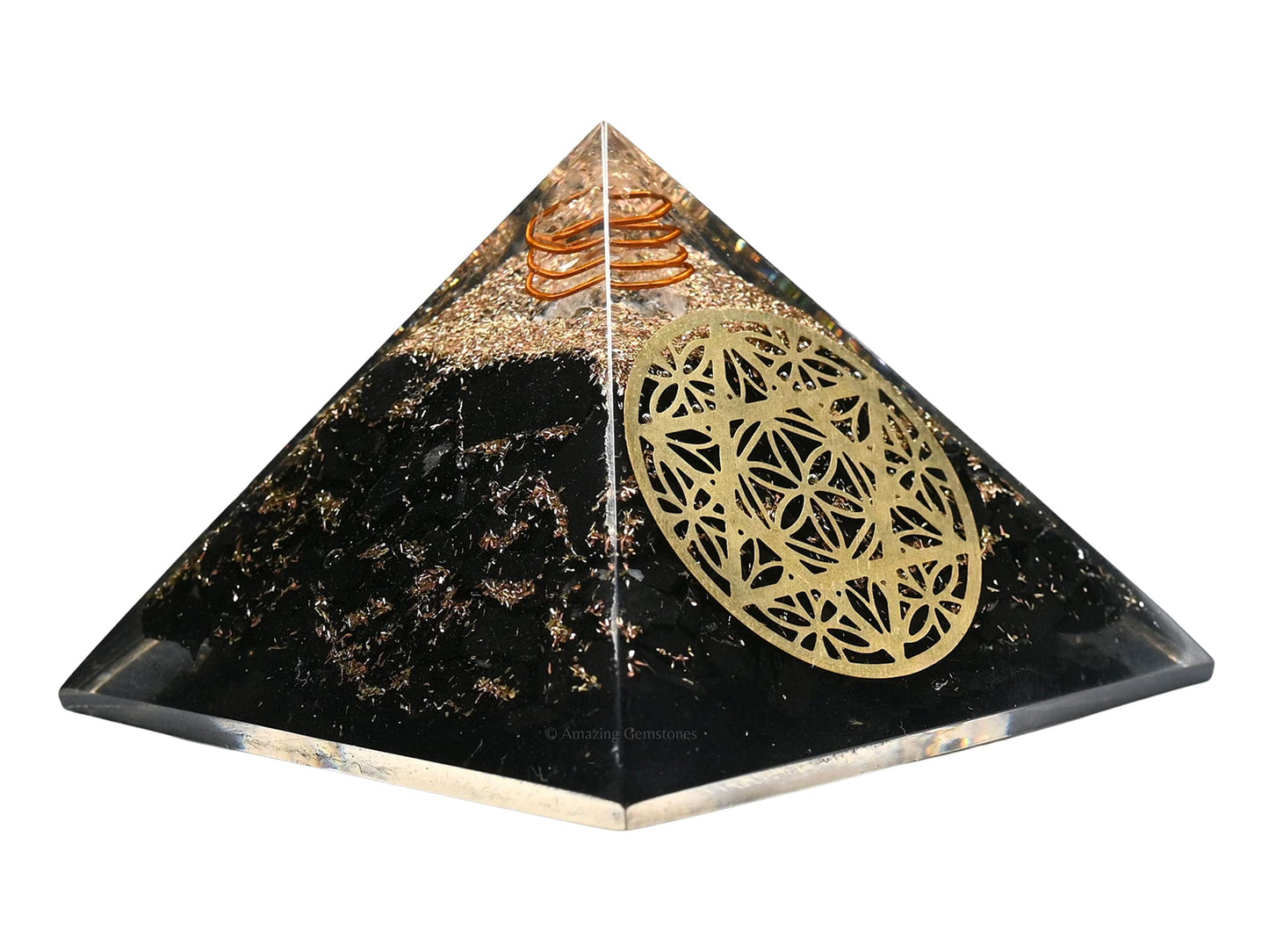 Amazing Gemstone Large Black Tourmaline Orgone Pyramid Crystal, Star of David Orgonite Pyramid - Positive Energy Healing