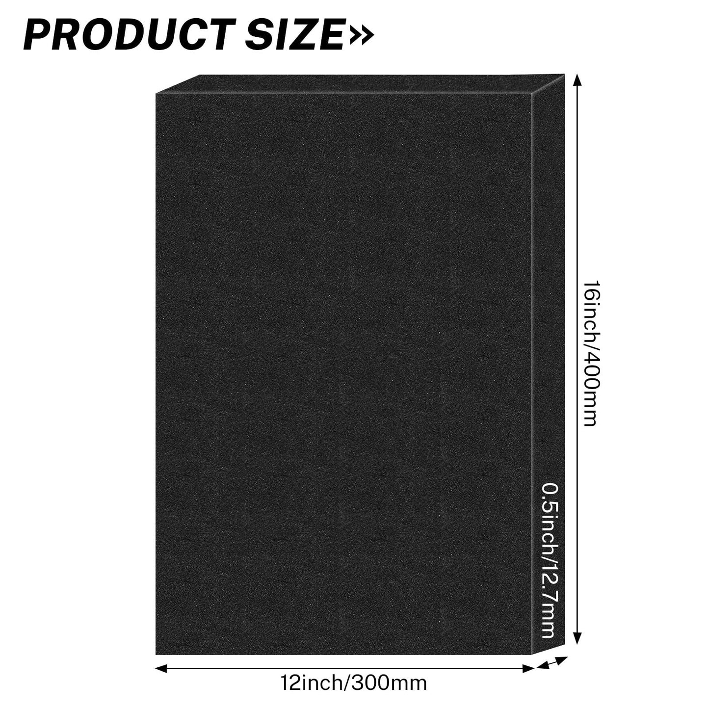 Polyurethane Foam Inserts, 4 PCS 16 x 12 x 0.5 Inch Black Cuttable Packing Foam Sheets for Tool Box, Camera, Crafts and Storage ﻿