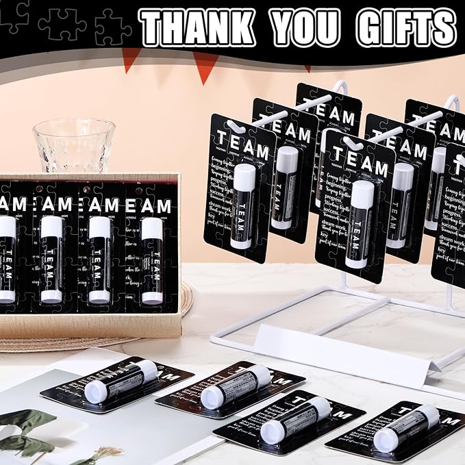 30 Pack Christmas Employee Appreciation Gift Lip Balms Bulk Staff Teacher Team Volunteer Thank You Gift Thanksgiving Christmas Appreciation Party Favor for Women Men(Team,Black)