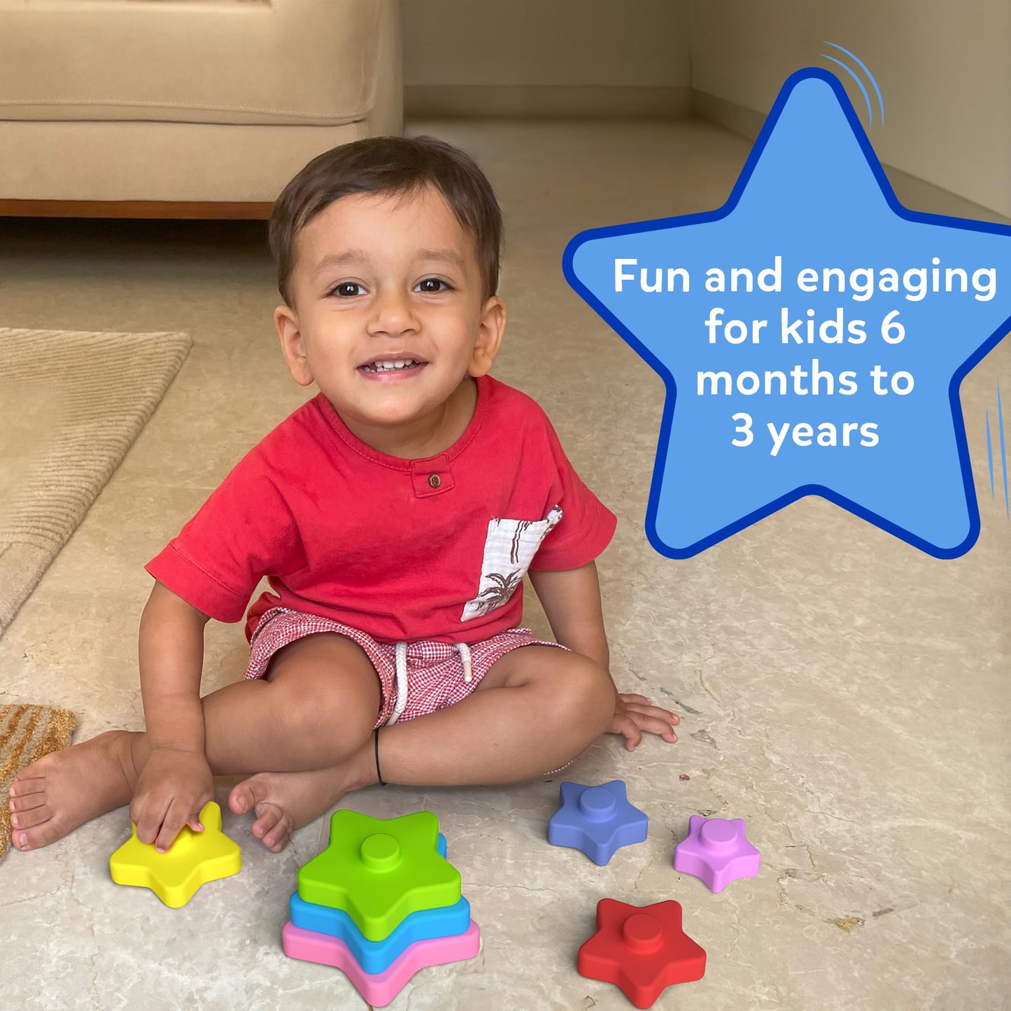 Skillmatics Starry Stacker | Silicone Stacking Toy (Ages 6 months - 3 years)