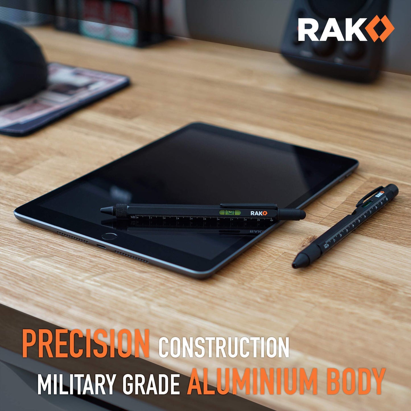 RAK Multitool Pen - Multi-Tool Pen Set 11 in 1, LED Light, Screwdrivers, Level, Ruler, Bottle Opener, and Stylus. Cool Gadgets Gifts for Men, Dad, EDC Tactical Pen Tool, Gift-Ready Box, Pack of 2