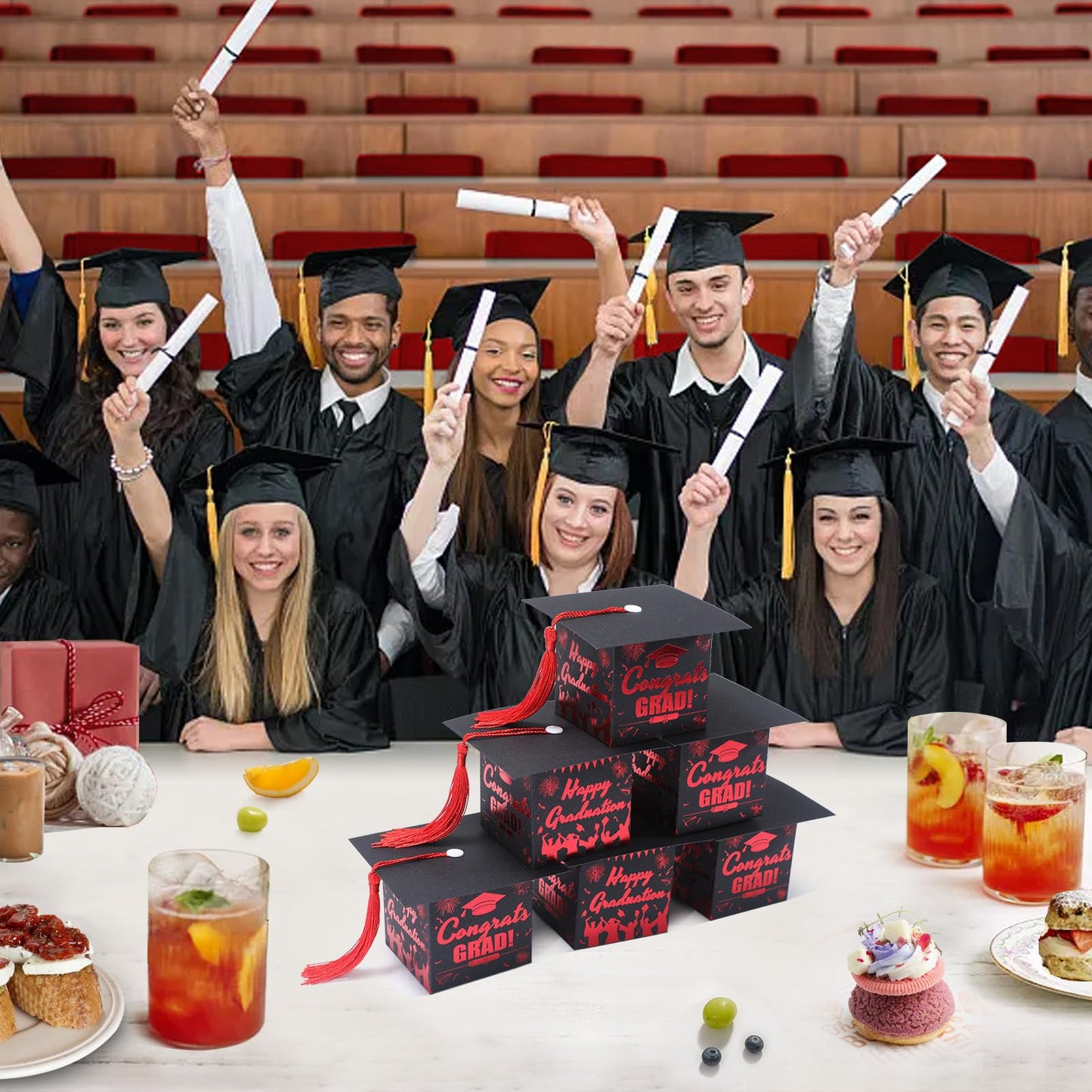 COTOPHER 36 Pack Mini Graduation Cap Gift Boxes with Tassel, Class of 2026 Graduation Candy Boxes Centerpieces for Tables Party Decorations, Small Treat Chocolate Box Graduate Favors Supplies