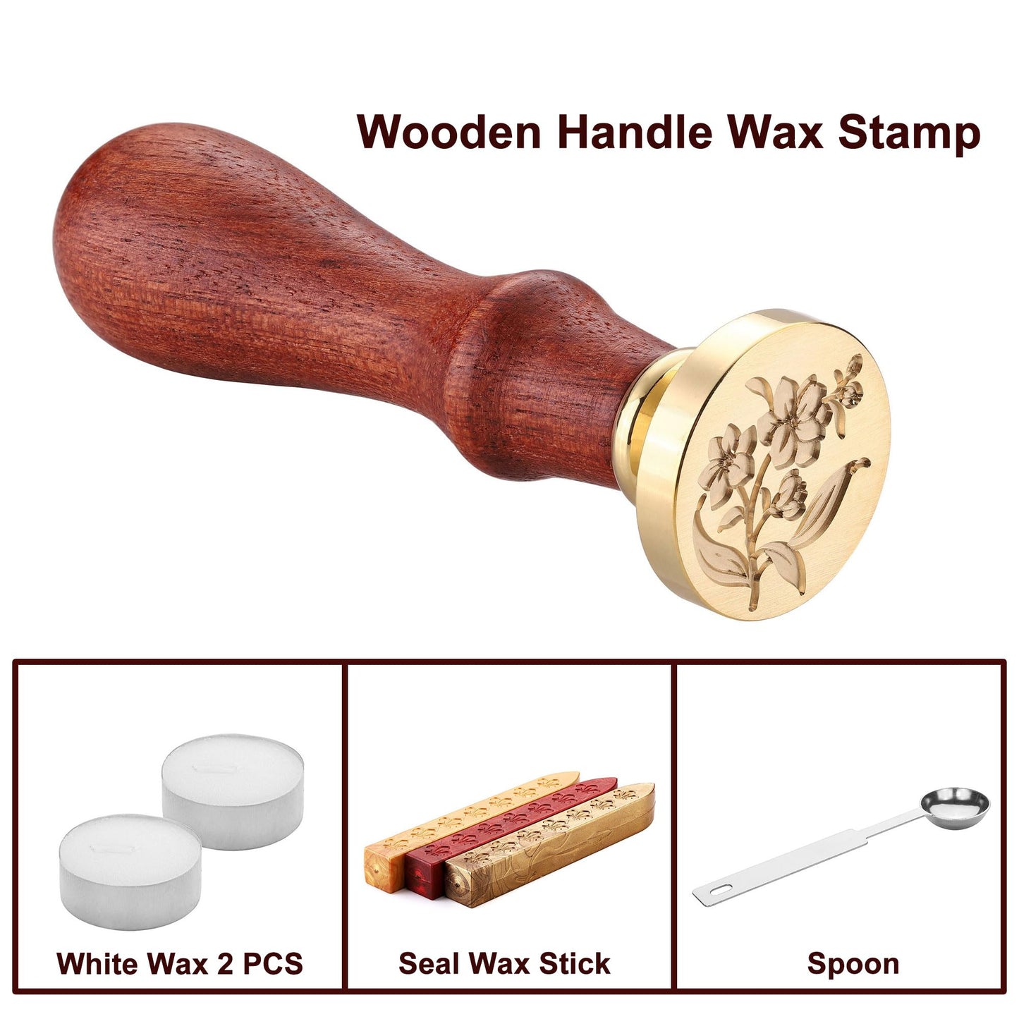 Yoption Orchid Flowers Wax Seal Stamp Kit with Sealing Wax Sticks and Gift Box for Wedding, Party Invitations, Christmas, Envelopes