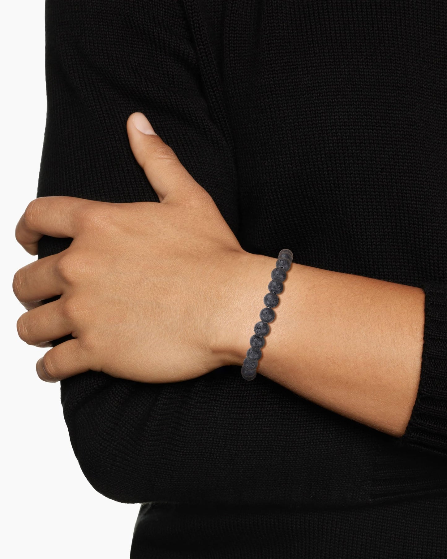 GAVU Crystal Beaded Bracelet for Men, 8mm Lava Rock Bracelet for Men 8.9"