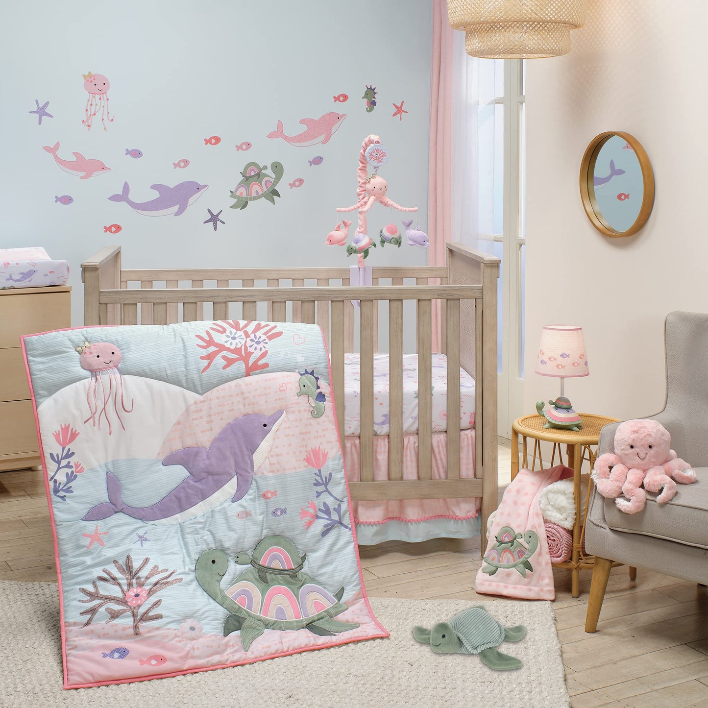 Lambs & Ivy Sea Dreams Dolphin/Turtle Musical Baby Crib Mobile Soother Toy