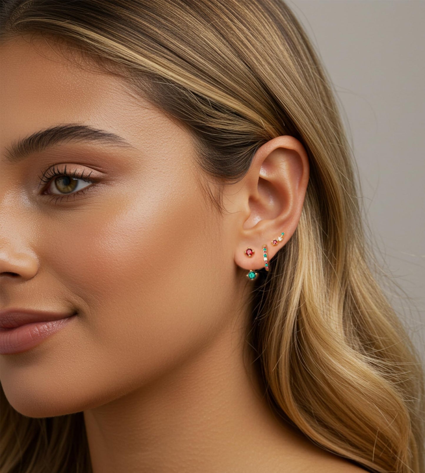 Gold Stud Earrings for Women, 6 Pairs 14K Hypoallergenic Cartilage Earrings for Multiple Piercing, Dainty Small Stackable Gold Hoop Earrings Set