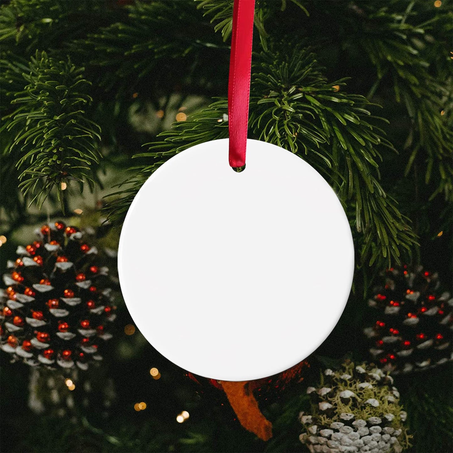 Sublimation Ceramic Ornaments Blanks Bulk Double Side Sublimation Ceramic Discs Ornament for Heat Press Printing White Round Porcelain Ornament Personalized Xmas Tree Keepsake Crafts Gift (10)