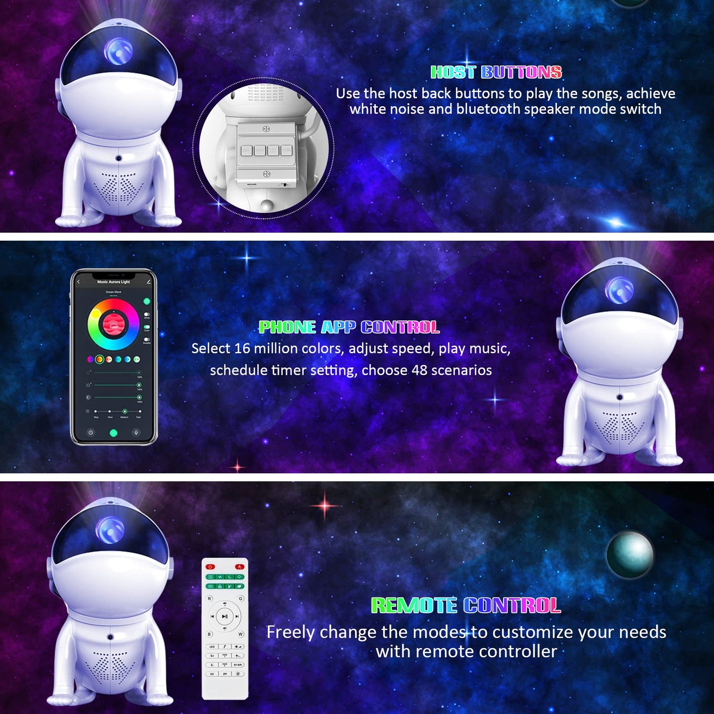Star Projector Night Light Space Dog,Galaxy Projector LED Night Light Built-in Bluetooth Speaker,Smart APP Control,Timer and Remote,for Kids Adults Bedroom,Gifts for Christmas Birthdays