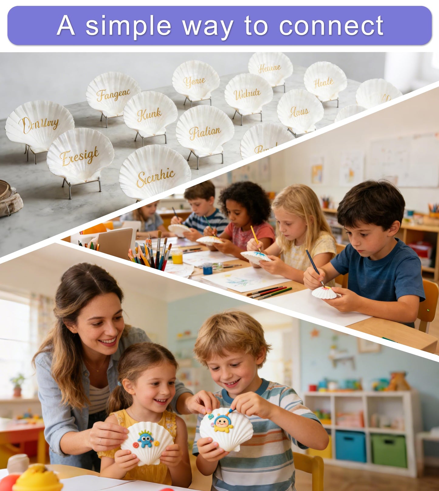 Denking 20 PCS Scallop Shells 3.5-4 inch Natural White Seashells for DIY Painting, Craft, Baking, Beach Wedding & Home Decor(20PCS 3.5"-4")