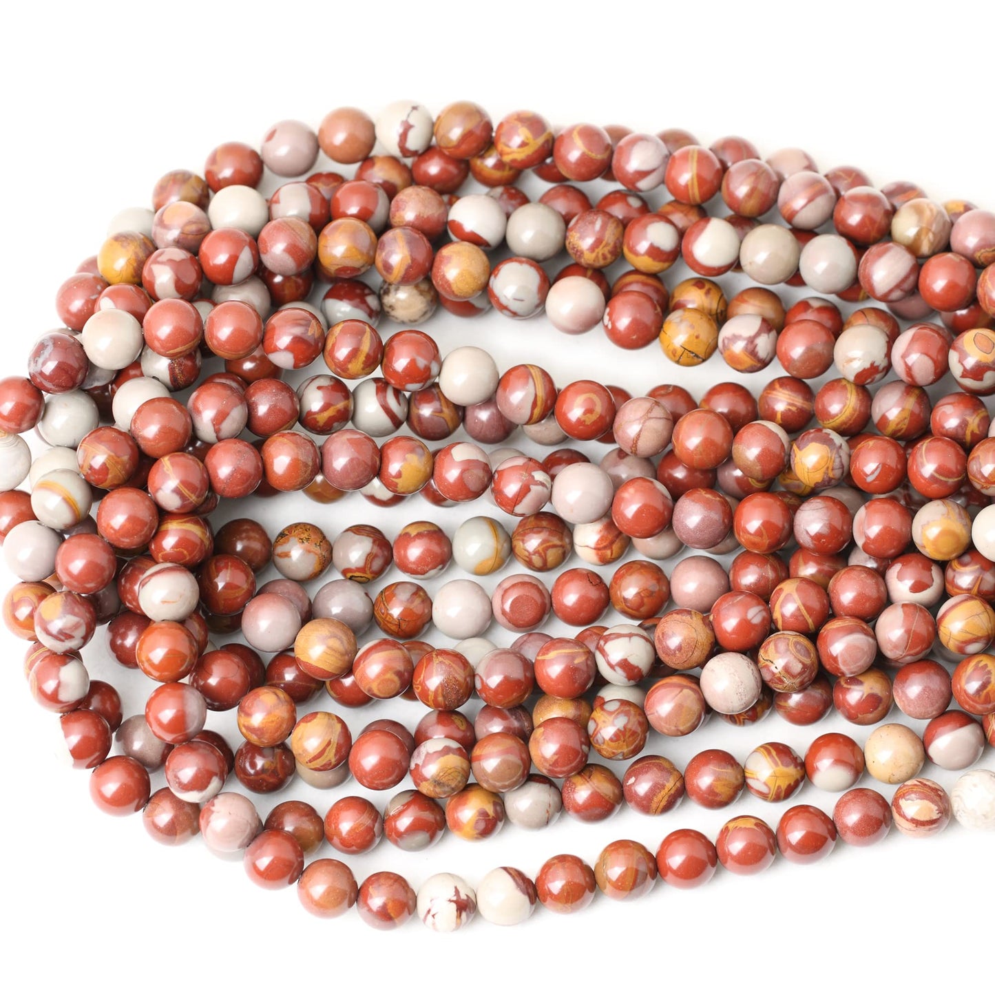 CHEAVIAN 45PCS 8mm Natural Aust Noreena Jasper Gemstone Smooth Surface Round Loose Beads for Jewelry Making 1 String 15 Inches