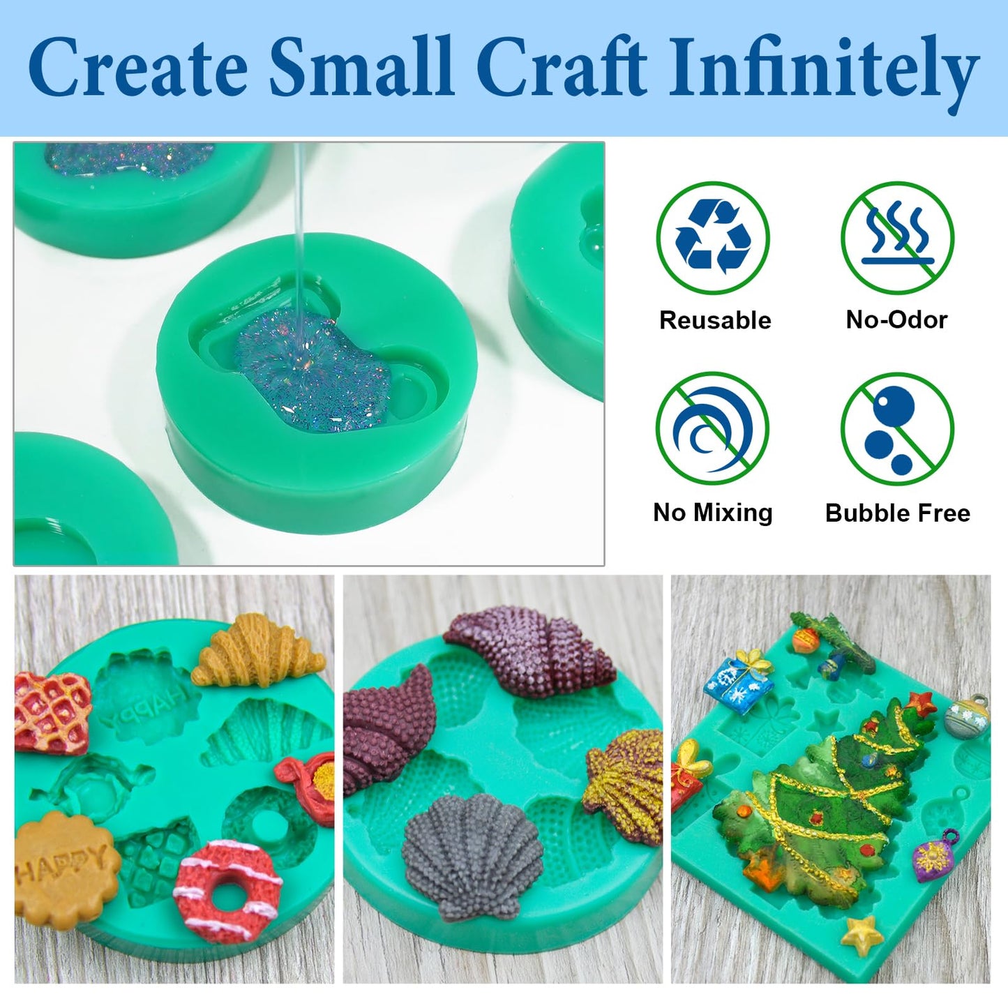 JDiction Remeltable Silicone Mold Making Kit, 35X Reusable Silicone for Mold Making, No Mix, Non-Toxic, Odorless Silicone Rubber for Resin, Epoxy, Picky Pad, Plaster, Soap, Candle, Small Crafts-16oz
