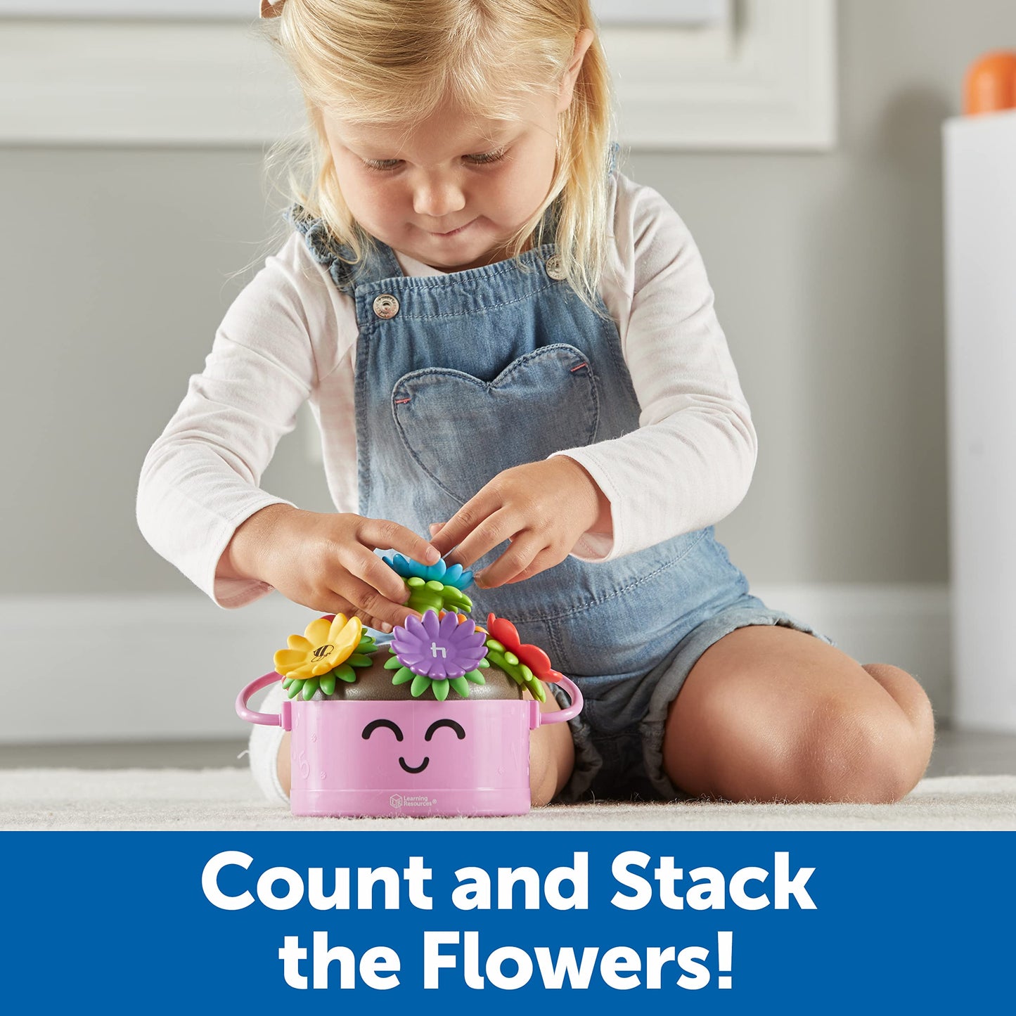 Learning Resources Poppy the Count & Stack Flower Pot - 15 Pieces, Ages 18+ Months, Toddler Fine Motor and Sensory Toys, Preschool Activity, Montessori