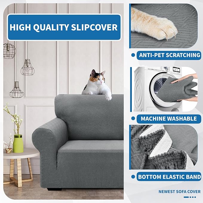 XINEAGE 2026 New Stretch Armchair Covers 1 Piece Chair Slipcovers Chair Protector for Living Room Thick Soft Chair Cover with Elastic Bottom Couch Cover for Pets Kids (31"-46", Light Gray)