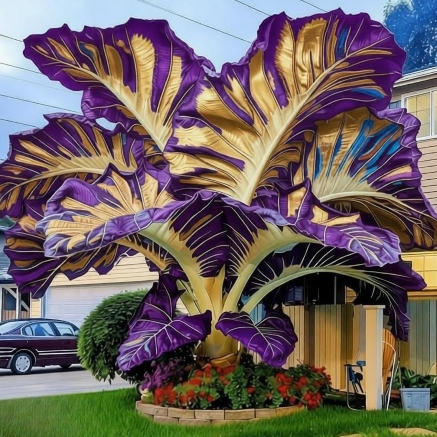 EDRHTJG Giant Leaf Foliage-Elephant Ear-Alocasia for Outdoor Atrium Landscape Decor-Instant Patio Upgrade-Jewel Tones (6)